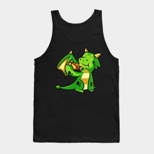 Cute Dragon Eats Pizza Mythical Creature Monster Tank Top